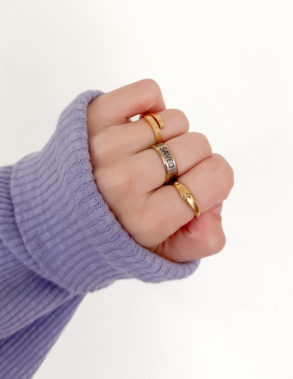 Elevated Faith Saved Ring — detail close-up