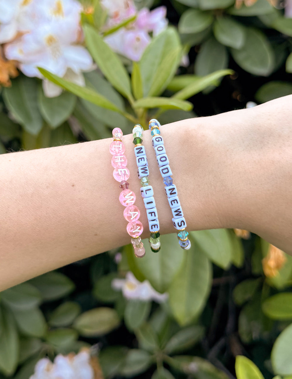 Elevated Faith The Way Letter Bracelet — detail close-up