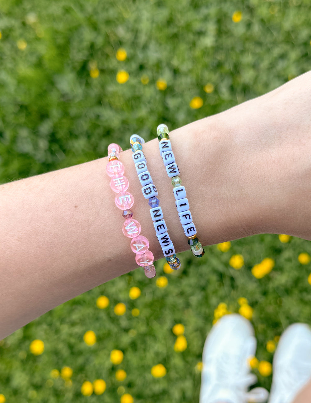 Elevated Faith Good News Letter Bracelet — back view