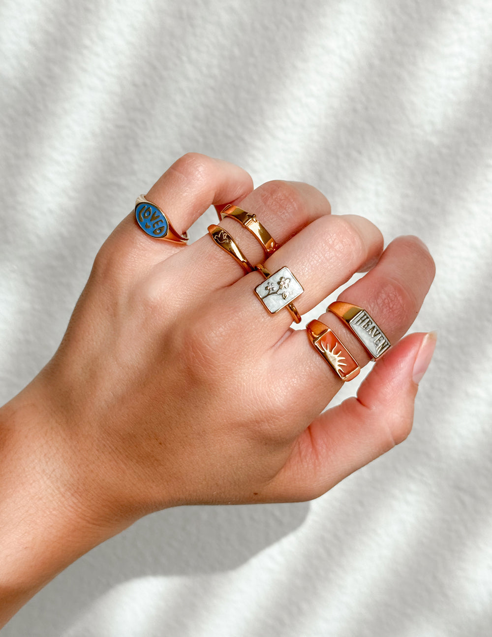 Elevated Faith Flower Rectangular Ring — back view