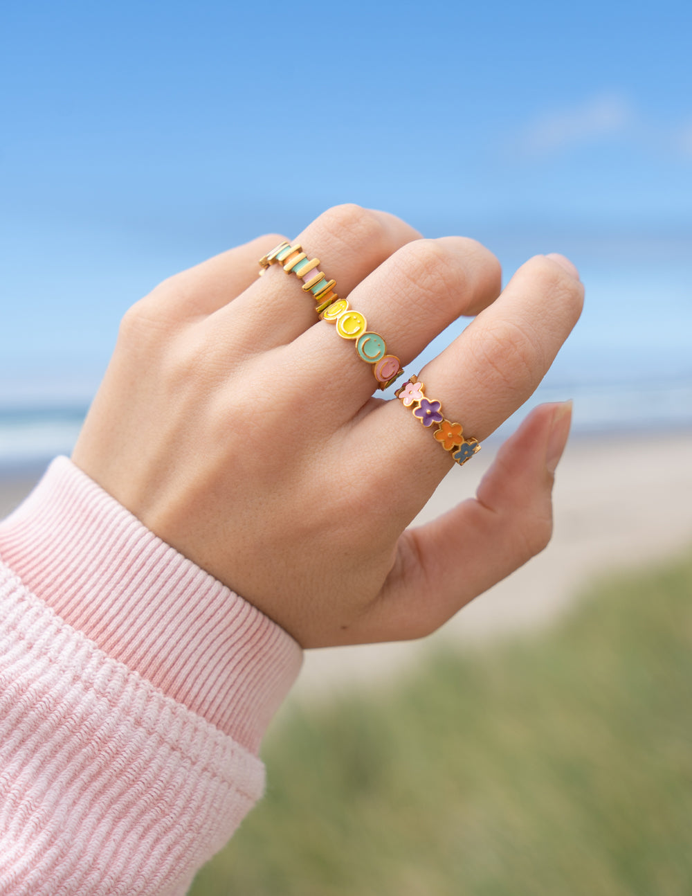 Elevated Faith Floral Enamel Ring — lifestyle context