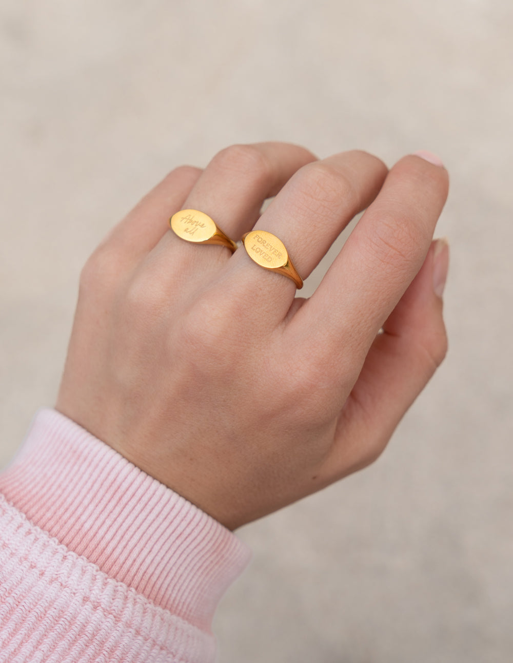 Elevated Faith Above All Oval Signet Ring — ring category context