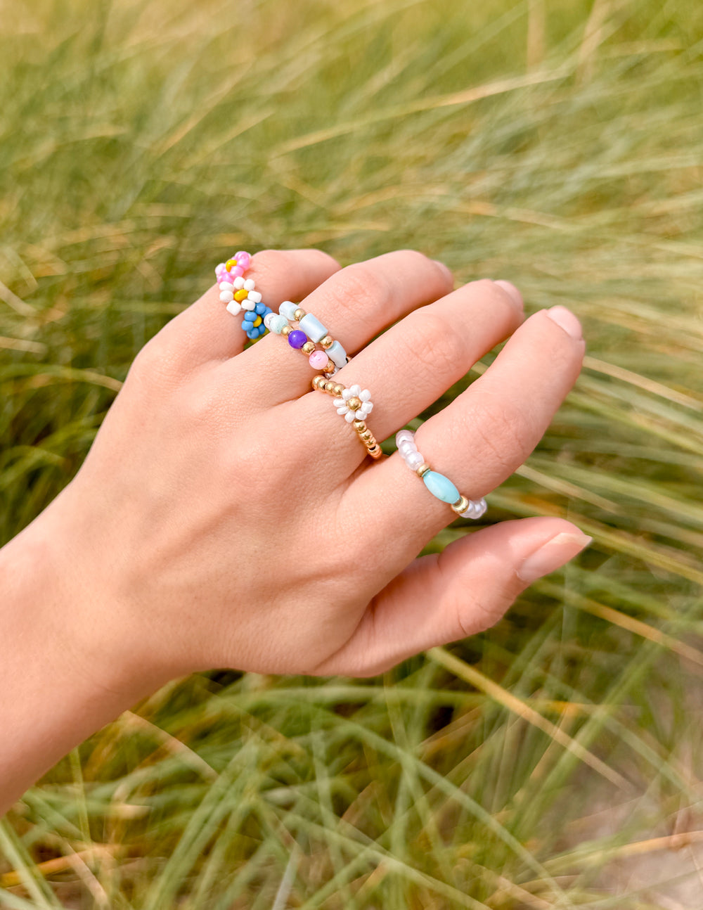 Elevated Faith Pastel Beaded Ring Set — side view