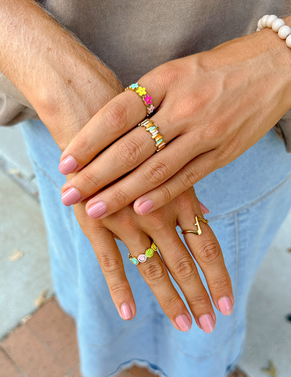 Elevated Faith Staggered Enamel Ring — alternative angle