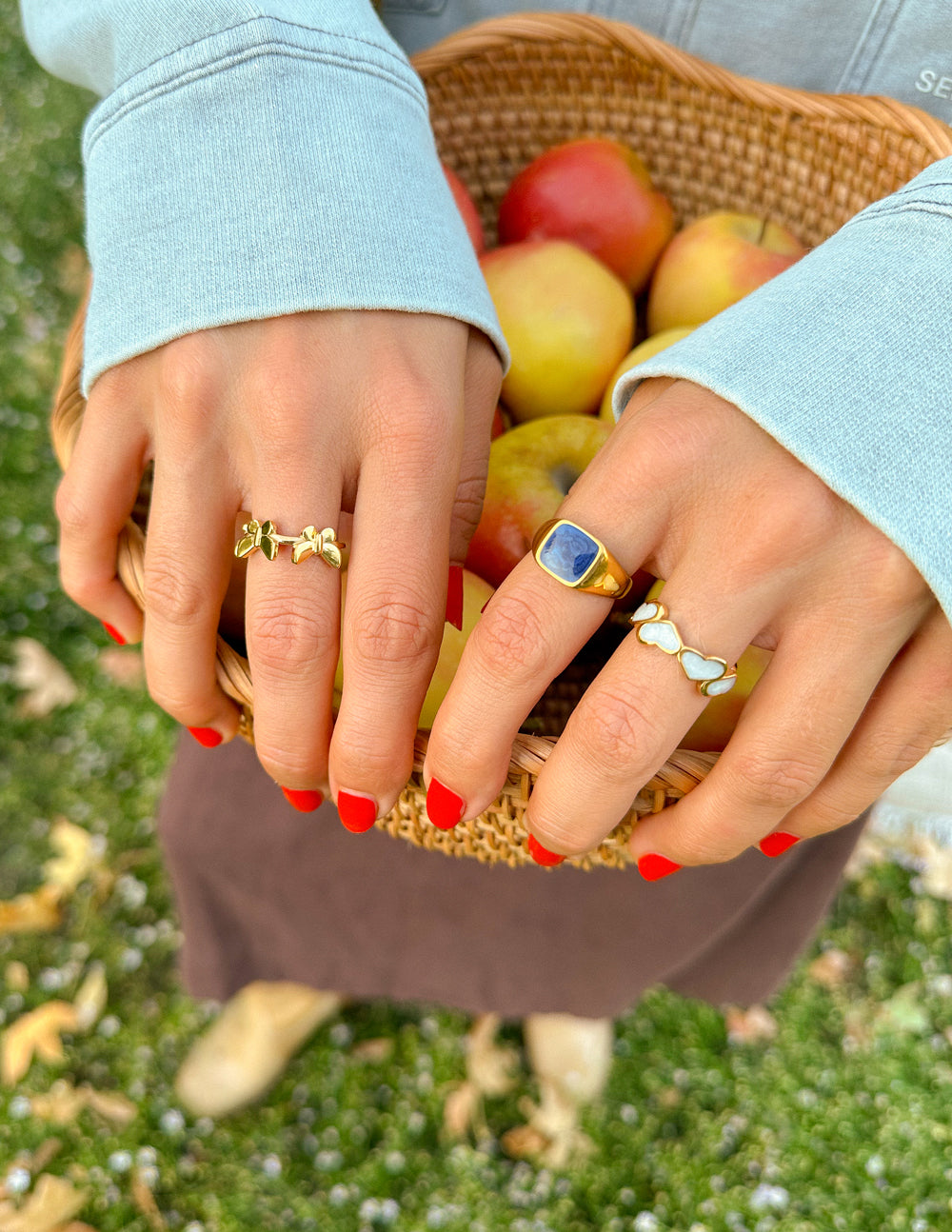 Elevated Faith Indigo Signet Ring — lifestyle context