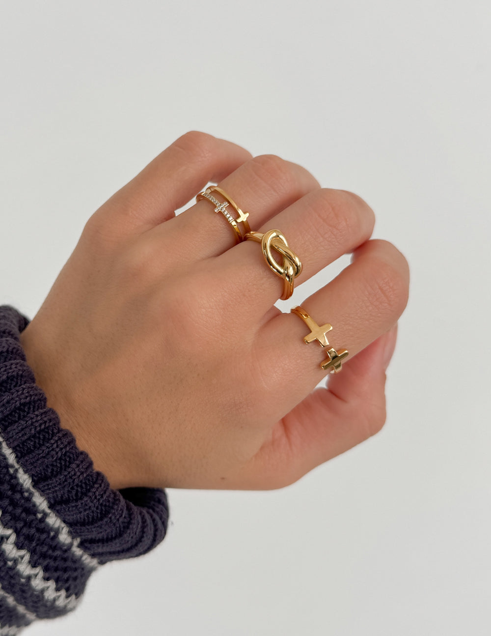 Elevated Faith Stacked Cross Gem Ring — construction detail