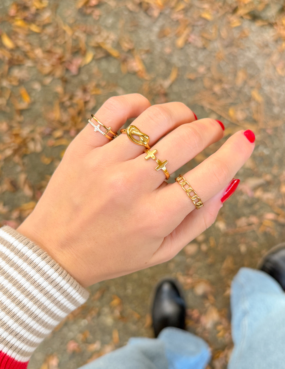 Elevated Faith Gold Knot Ring — back view