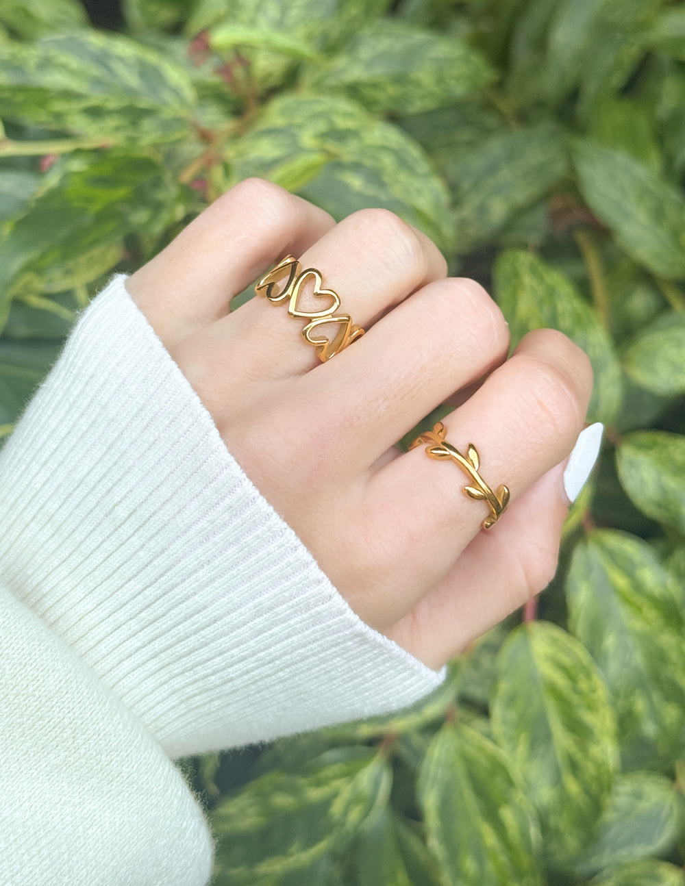 Elevated Faith Heart Chain Ring — lifestyle context