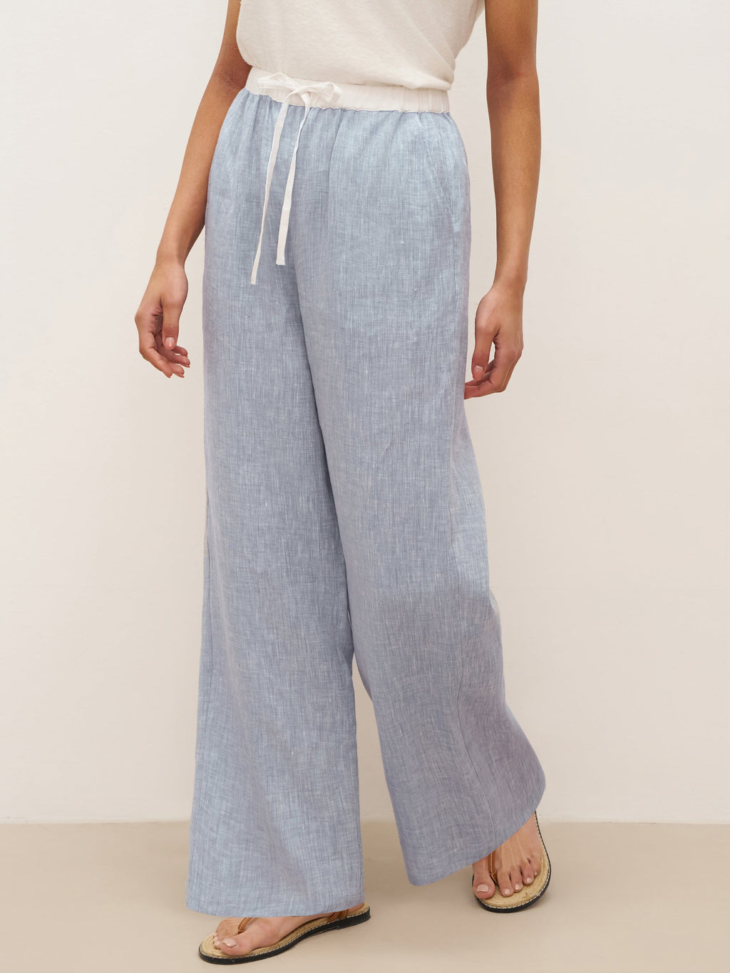 LINTICO 100% Linen Elastic Waist Straight-Leg Trousers JOURDAN — main product shot
