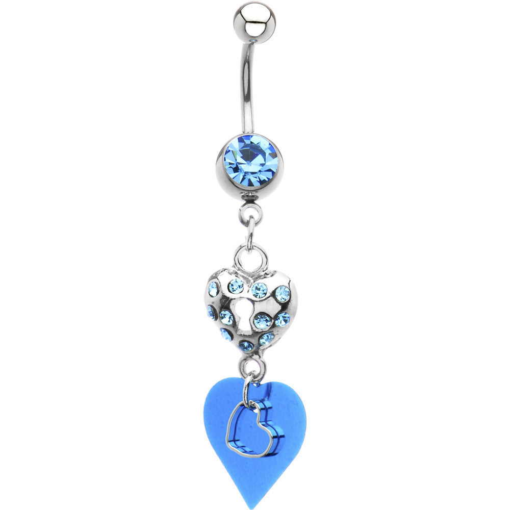 BodyCandy Aqua Cubic Zirconia Heart Collage Belly Ring — main product shot
