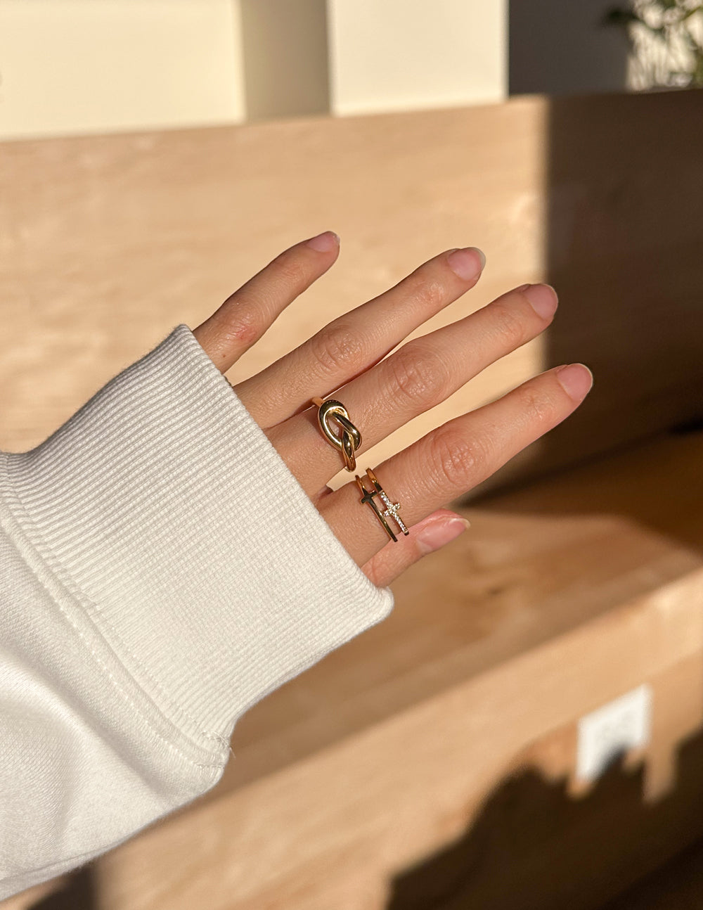 Elevated Faith Gold Knot Ring — side view