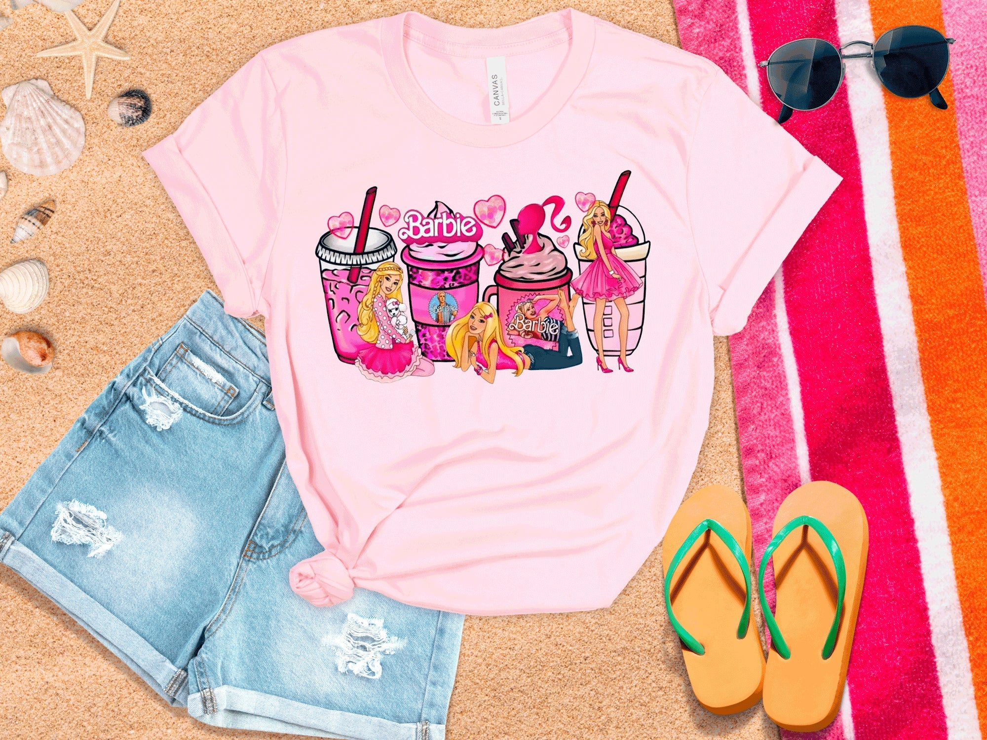 A Blessed Texas Mess Boutique Barbie Coffee T Shirts, Barbenheimer inspired, 90's Tees, Movie Shirts,… — main product shot
