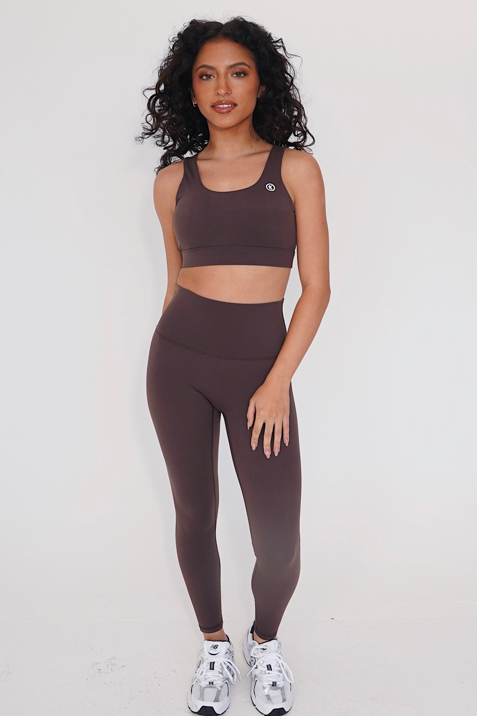 KIMITH BRAND I am Beautifully Radiant Quick Dry Coffee Sports Bra — alternative angle