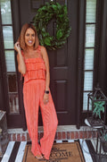 Pretty Little Patriot Pretty Little Patriot Coral Orange Ruffle Set — main product shot