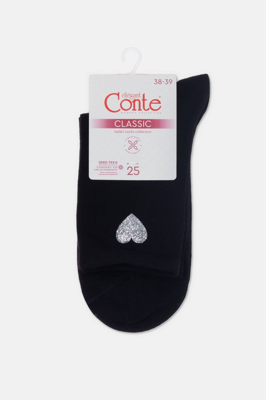TheRanok.com Cotton Socks Conte Classic 427 - Shimmering Heart Pattern — flat-lay composition