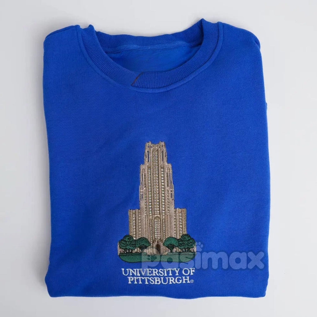 Pasimax Embroidered University of Pittsburgh Sweatshirt — detail close-up