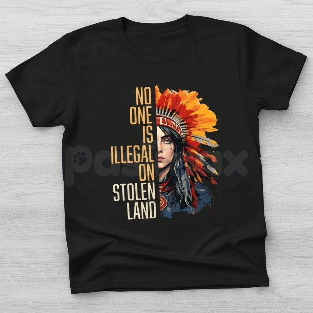 Pasimax "No One Is Illegal On Stolen Land" Vintage Shirt - Indigenous Rights & Immigration Reform Graphic Tee, Social Justice