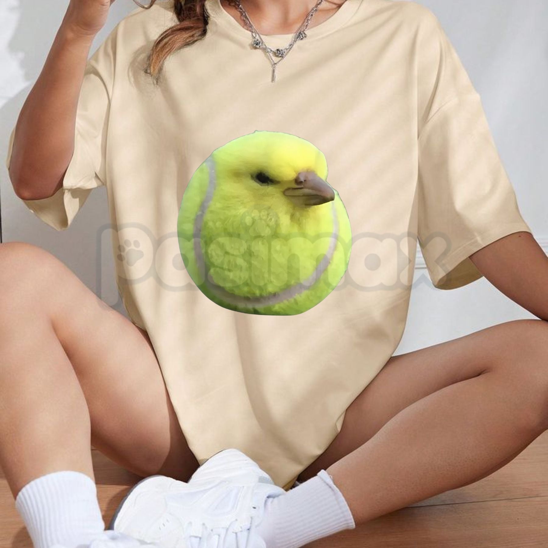 Pasimax Silly Tennis Bird Meme T-Shirt - Gen Z Brainrot Aesthetic Graphic Tee, Funny Viral Internet Bird Shirt, Premium Heavy