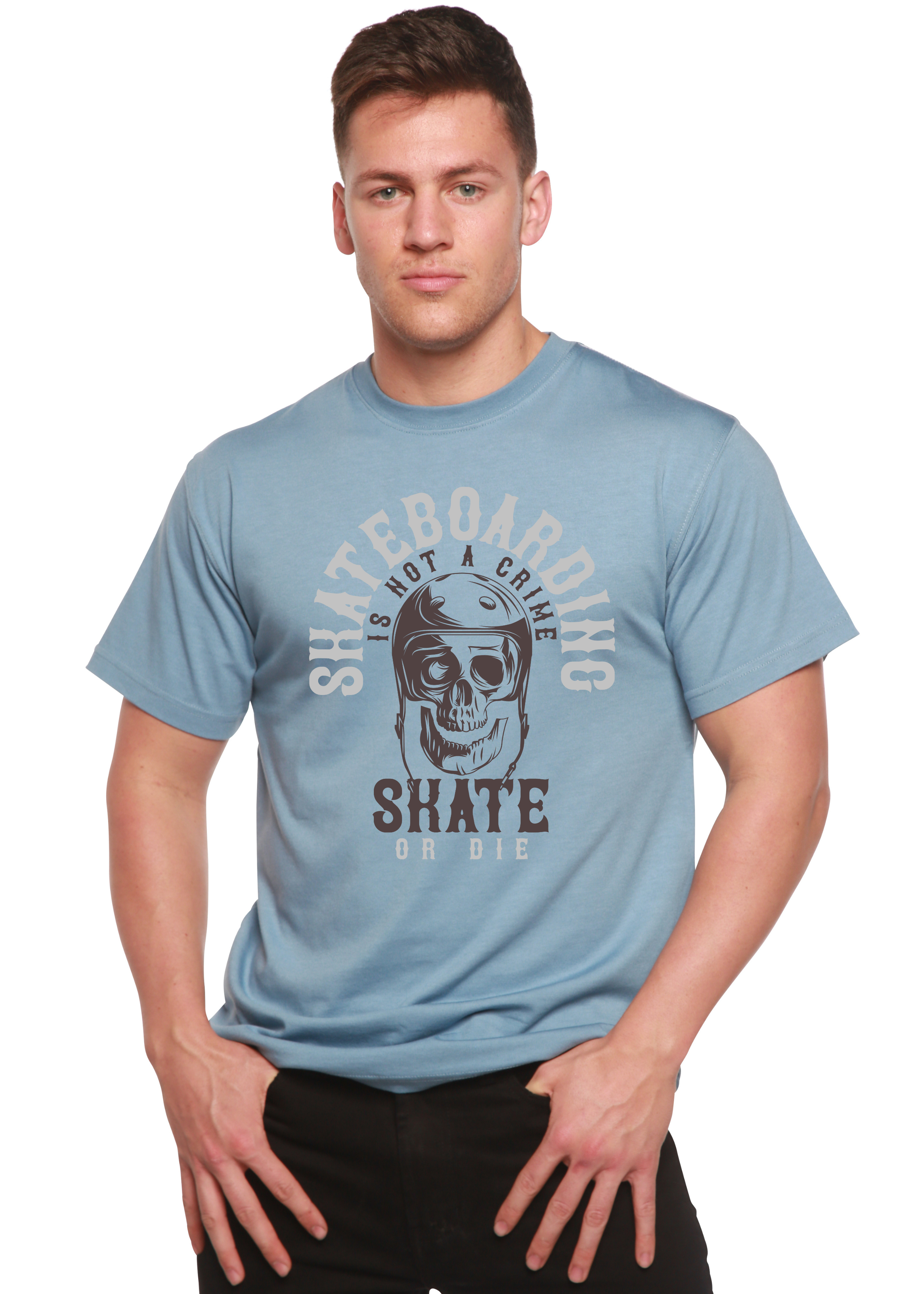 Spun Bamboo Skate Boarding Men's Bamboo Viscose/Organic Cotton Short Sleeve Graphic T-Shirt — side view