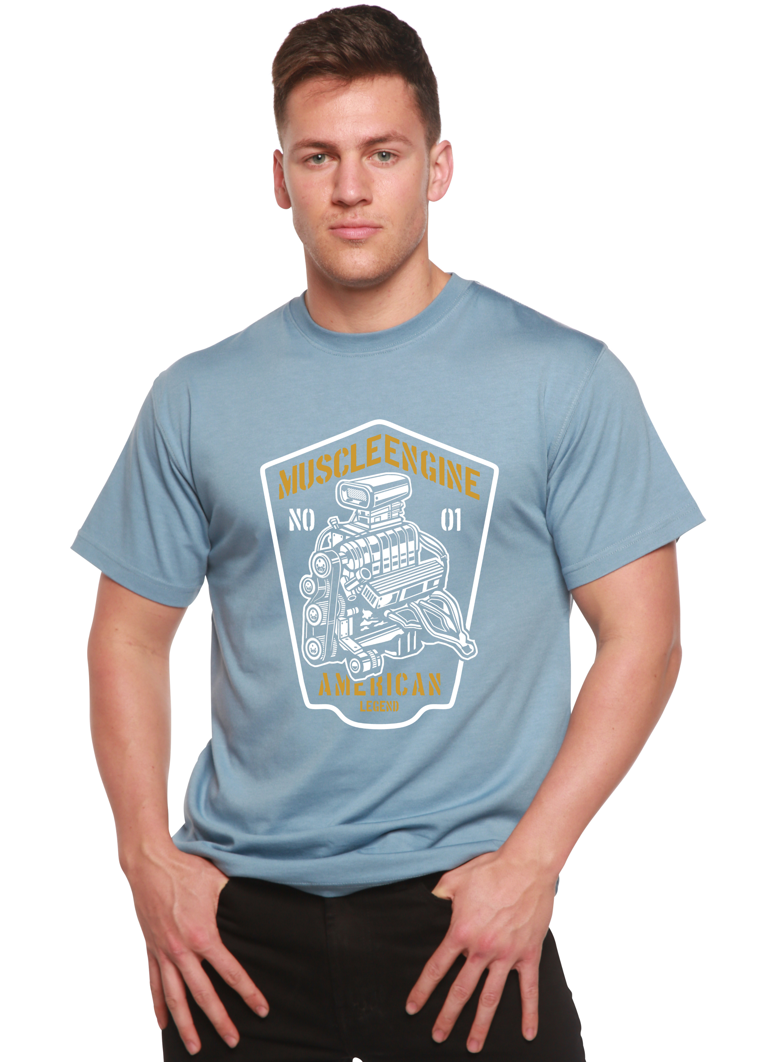 Spun Bamboo Muscle Engine Spun Bamboo® Men's Bamboo Viscose/Organic Cotton Short Sleeve Graphic T-Shirt — back view