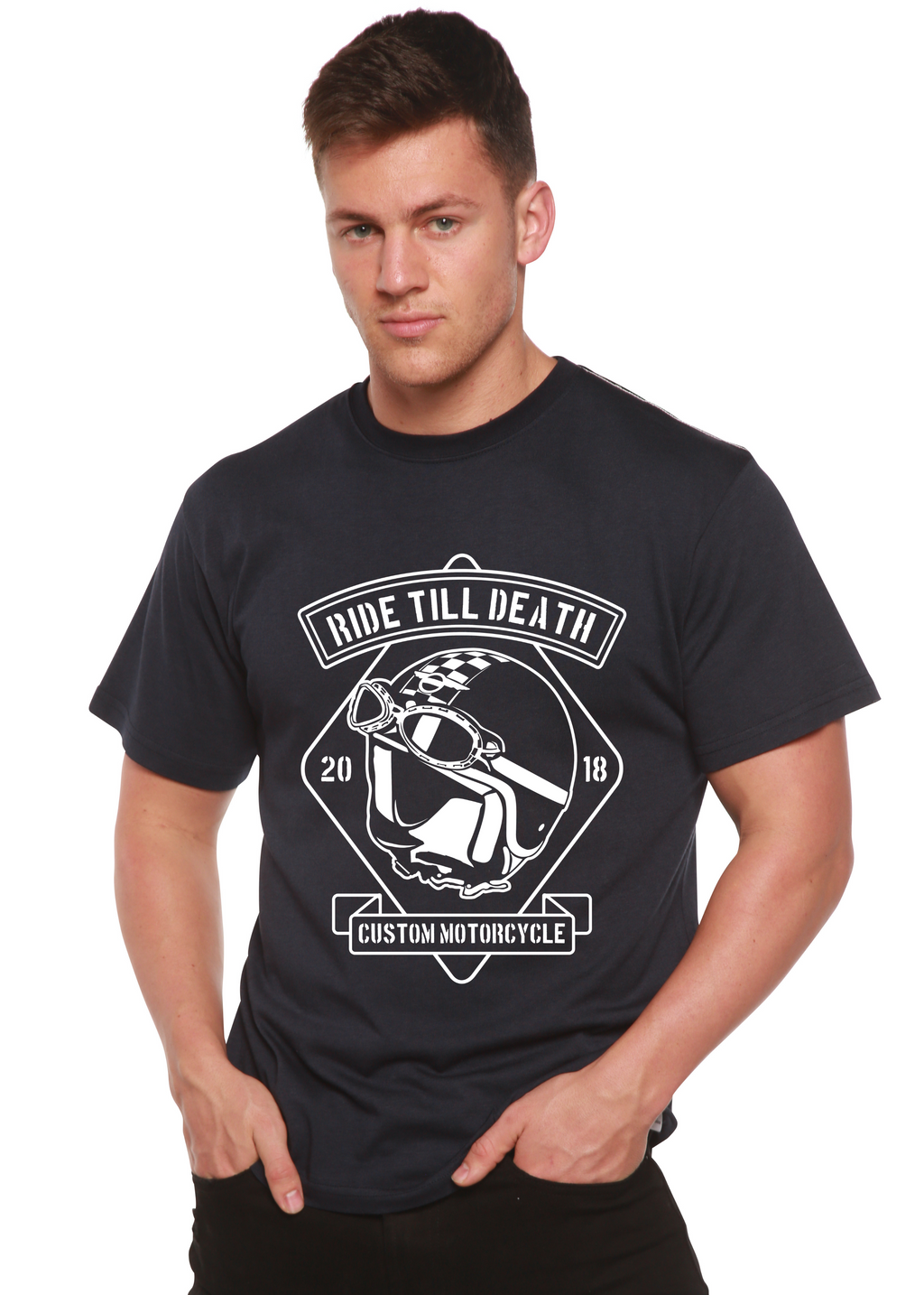 Spun Bamboo Ride Till Death Spun Bamboo® Men's Bamboo Viscose/Organic Cotton Short Sleeve Graphic T-Shirt — lifestyle context