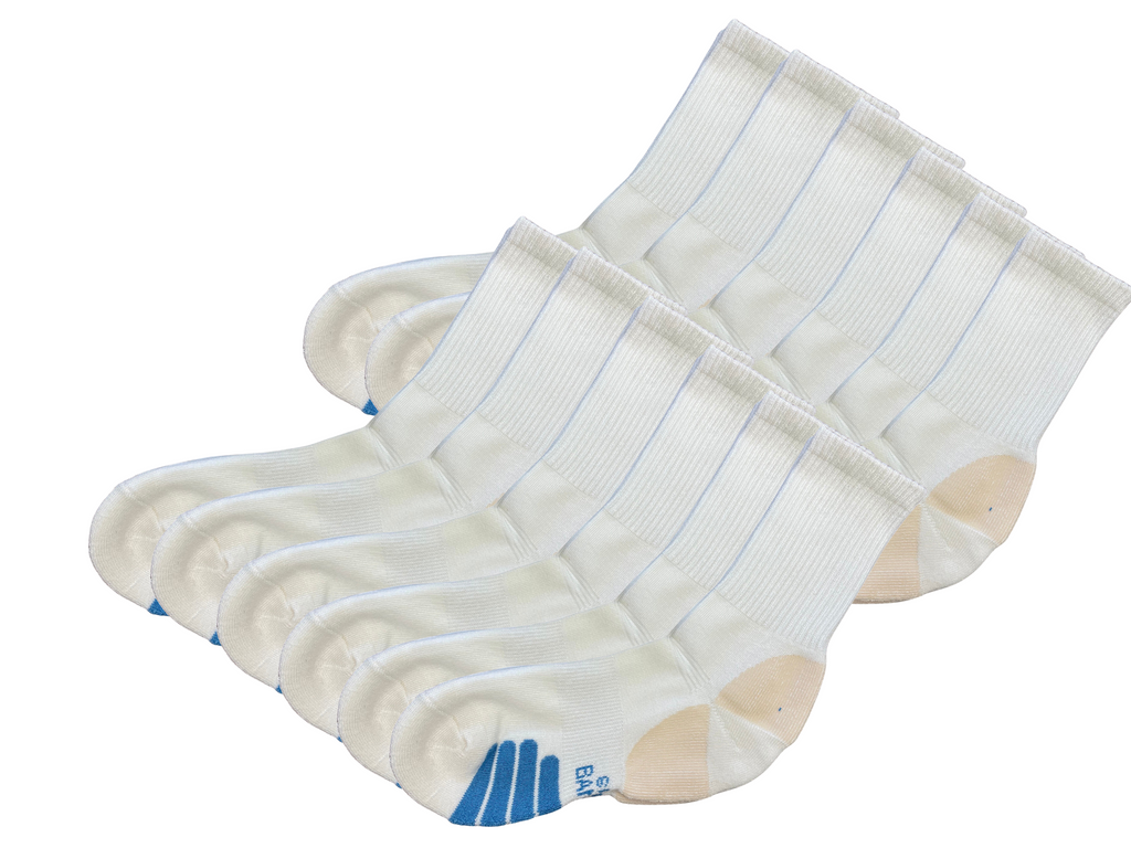 Spun Bamboo High Performance Crew Bamboo Viscose Socks Unisex White Color - 12-pack — main product shot