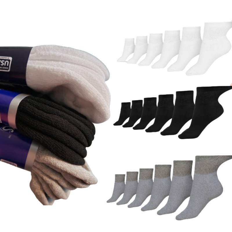 DSC Men's Cotton Diabetic Ankle Socks (6 Pair) — color detail