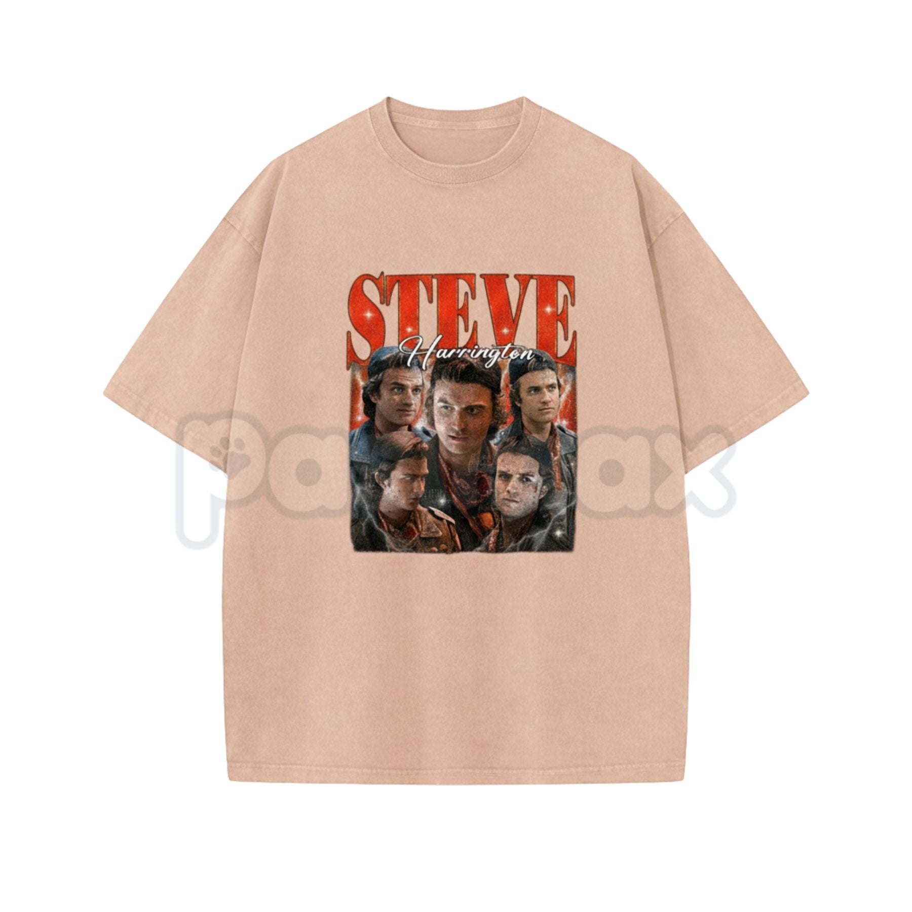 Pasimax Steve Harrington Unisex Washed T-Shirt – Vintage Hawkins "Babysitter" Graphic Tee, Retro Oversized Streetwear — detai