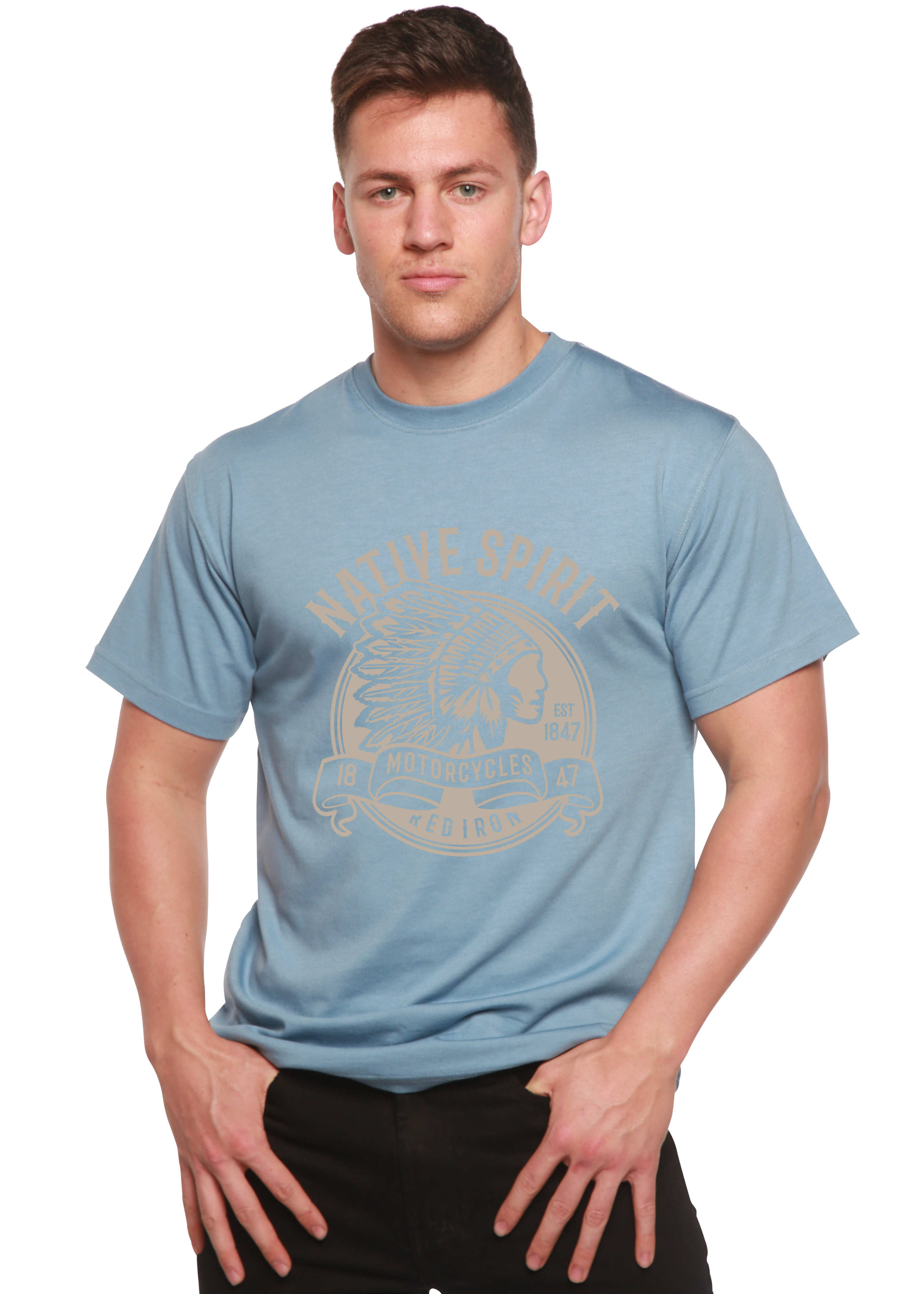 Spun Bamboo Native Spirit Spun Bamboo® Men's Bamboo Viscose/Organic Cotton Short Sleeve Graphic T-Shirt — side view