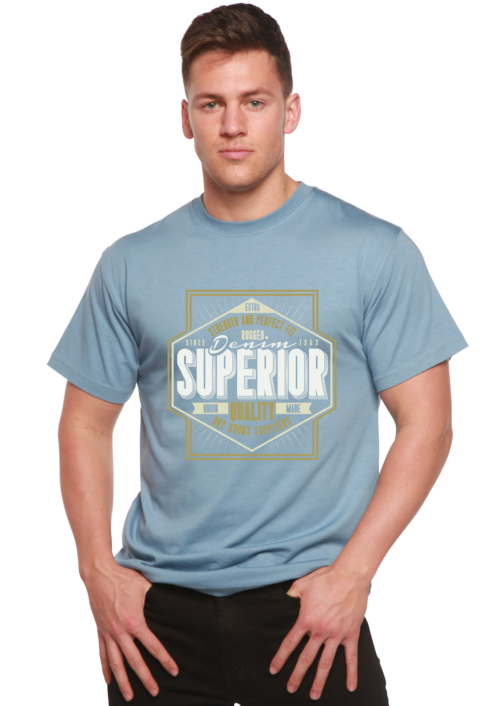 Spun Bamboo Superior Quality Men's Bamboo Viscose/Organic Cotton Short Sleeve Graphic T-Shirt — back view