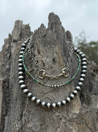 3-pc Necklace Stack: Snaffle Bit & Turquoise Heishi Bundle