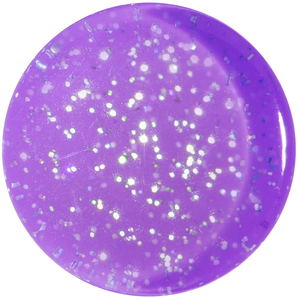 BodyCandy 18mm Purple Neon Glitter Saddle Plug — detail close-up