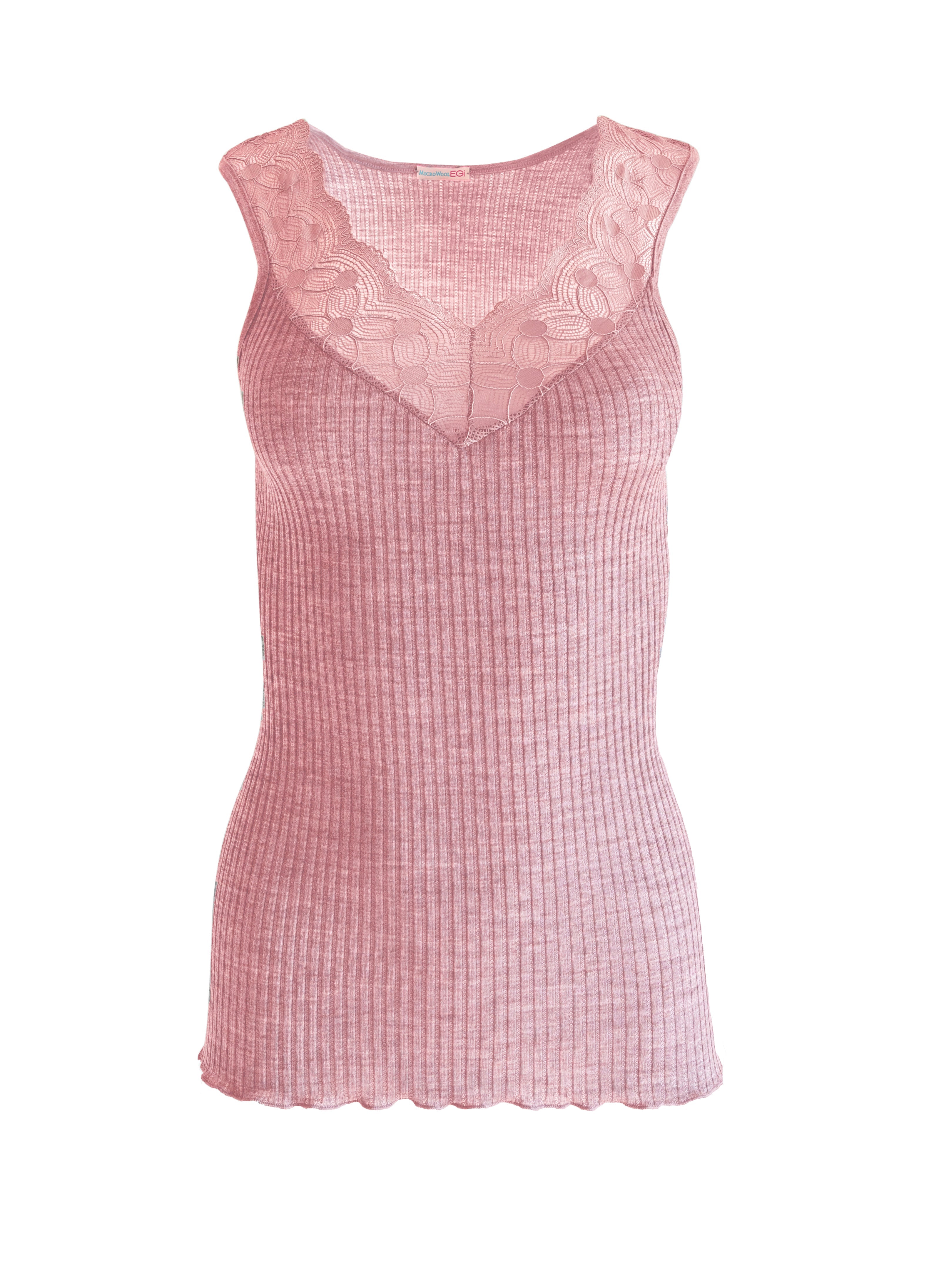 tittimitti EGI Exclusive Collections Women's Merino Wool Blend Lace-Trimmed Tank Top. Proudly Made in Italy (312) — in-use ph
