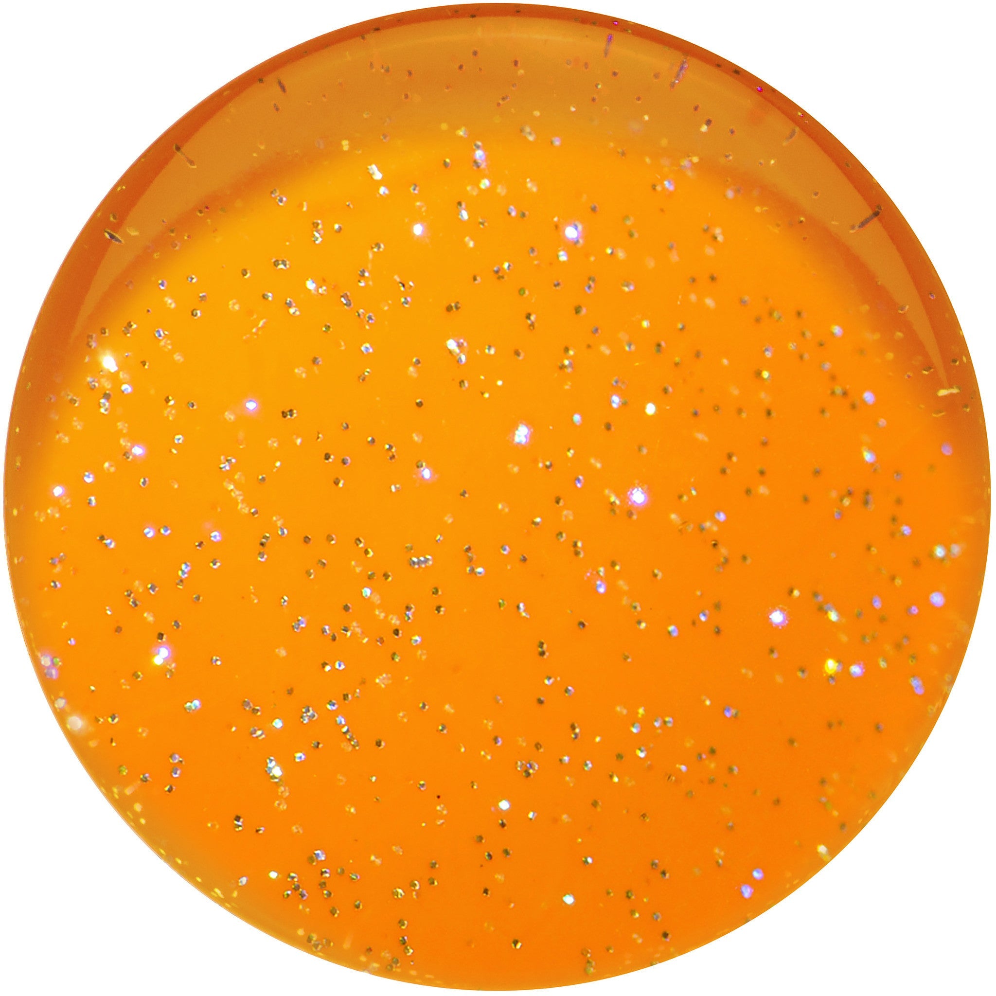 BodyCandy 26mm Orange Neon Glitter Saddle Plug — detail close-up