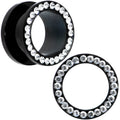 BodyCandy 9/16 Black Anodized Titanium Clear Gem Screw Fit Tunnel Set — main product shot