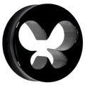 BodyCandy 26mm Black Acrylic Hollow Butterfly Saddle Plug — main product shot
