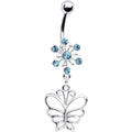 BodyCandy Aqua Crystal Explosion Butterfly Belly Ring — main product shot