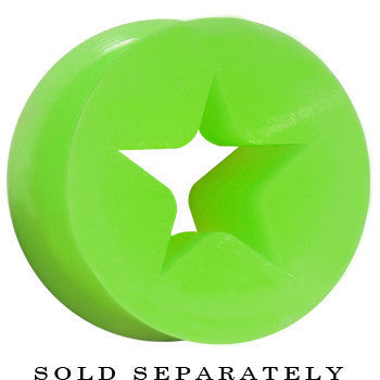 BodyCandy 0G Green Star Silicone Flexible Tunnel — detail close-up