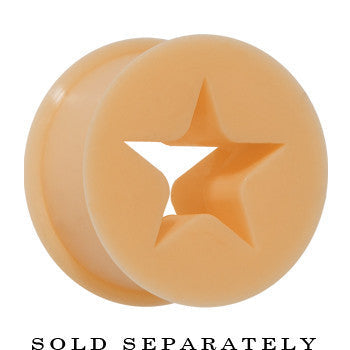 BodyCandy 9/16 Flesh Star Silicone Flexible Tunnel — detail close-up