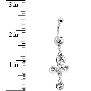 BodyCandy Clear Gem Modernistic Artistic Belly Ring — detail close-up