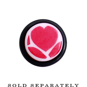 BodyCandy 0G White Red Heart Acrylic Ear Taper — detail close-up