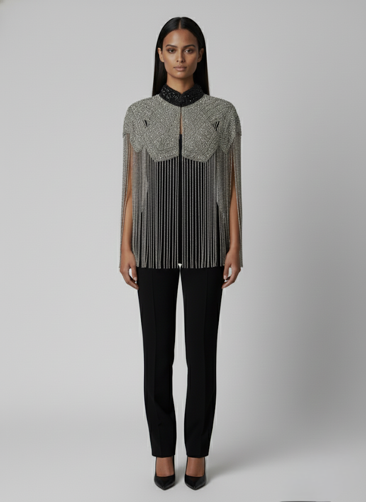 L'Jai Amor Liquid Steel Cape — back view