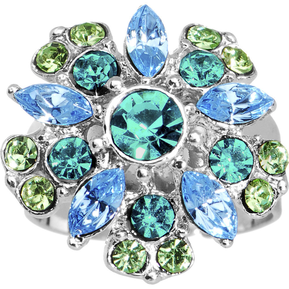 BodyCandy Blue Pink Gem Blossom Flower Adjustable Ring — main product shot