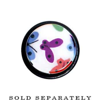 BodyCandy 2G Multi Color Butterfly Acrylic Ear Taper — detail close-up