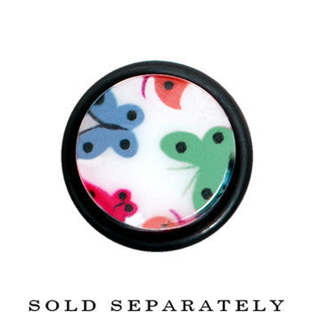 BodyCandy 0G Multi Color Butterfly Acrylic Ear Taper — detail close-up