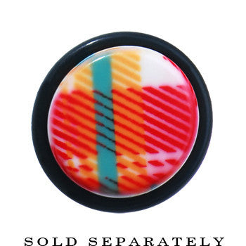 BodyCandy 6G Acrylic Plaid Taper Ear Plug — detail close-up