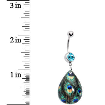BodyCandy Enchanting Peacock Design Belly Ring — detail close-up