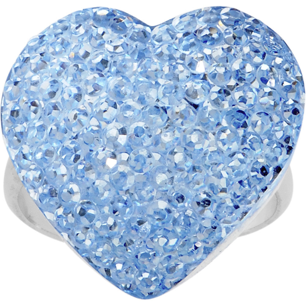 BodyCandy Light Blue Sparkler Heart Adjustable Ring — main product shot