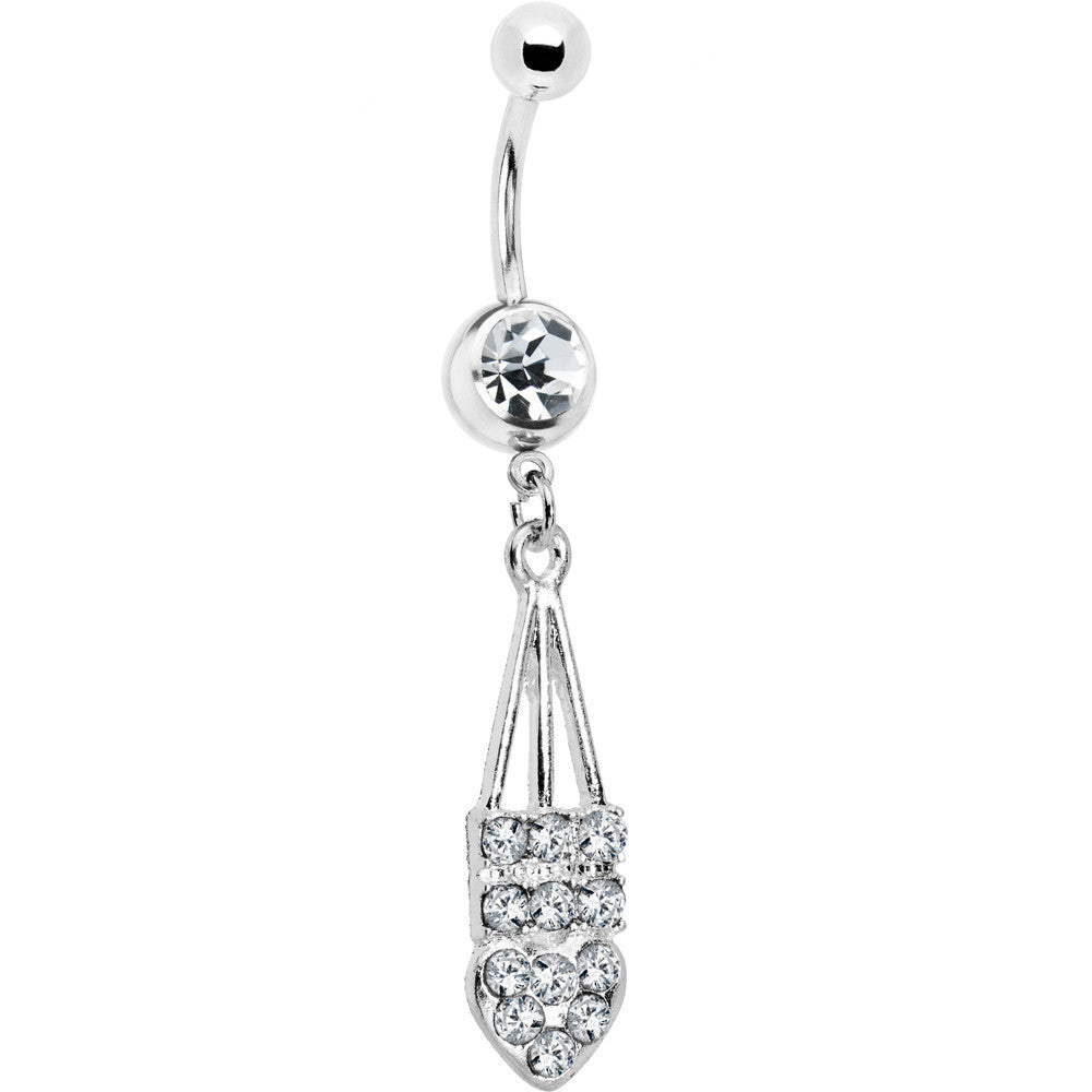 BodyCandy Clear Jeweled Arrow Heart Belly Ring — main product shot