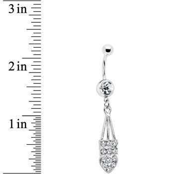 BodyCandy Clear Jeweled Arrow Heart Belly Ring — detail close-up